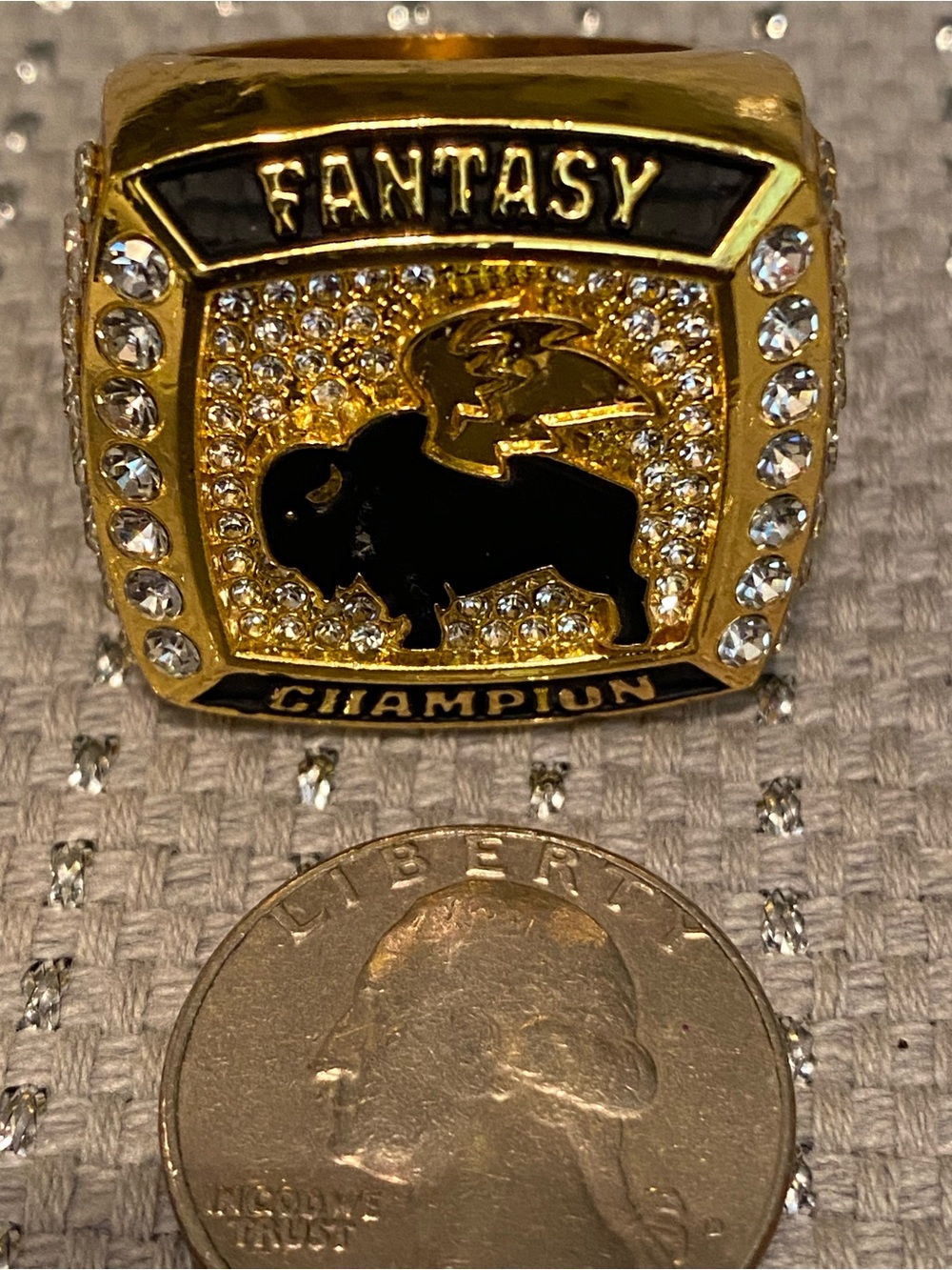 Champion 2024 Gold-Tone Buffalo Ring with Black Enamel